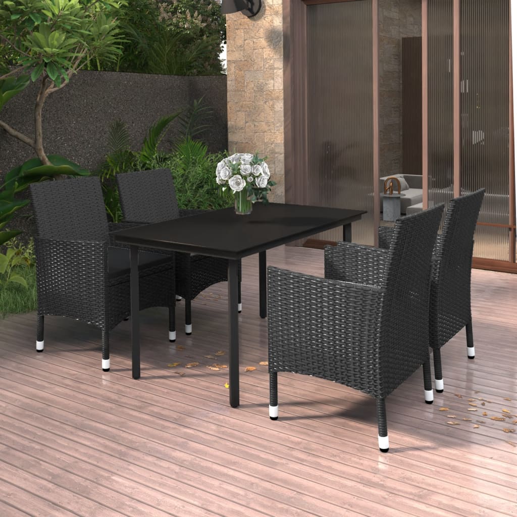 vidaXL Patio Dining Set Outdoor Table and Chair Set Poly Rattan and Glass-11