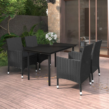 vidaXL Patio Dining Set Outdoor Table and Chair Set Poly Rattan and Glass-11