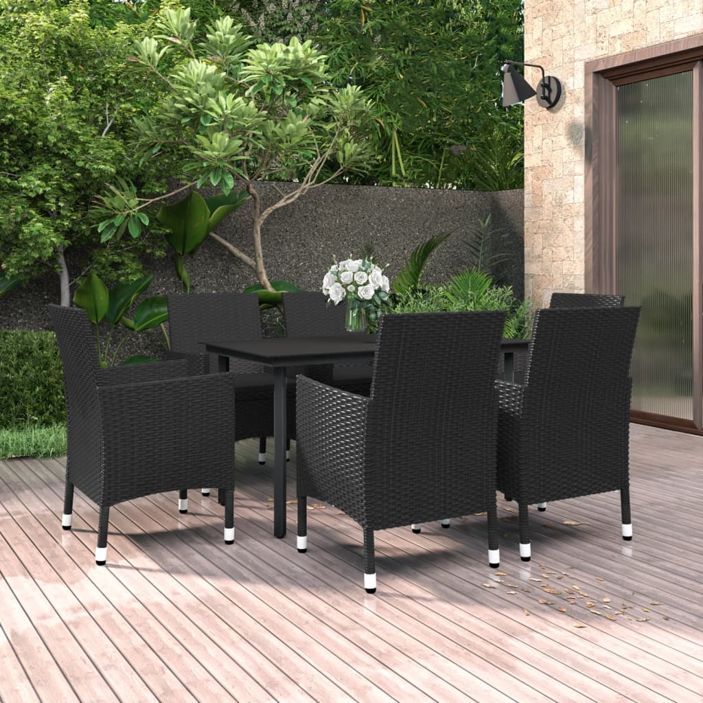 vidaXL Patio Dining Set Outdoor Table and Chair Set Poly Rattan and Glass-14