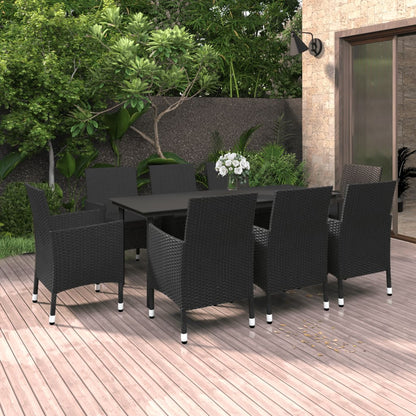 vidaXL Patio Dining Set Outdoor Table and Chair Set Poly Rattan and Glass-12