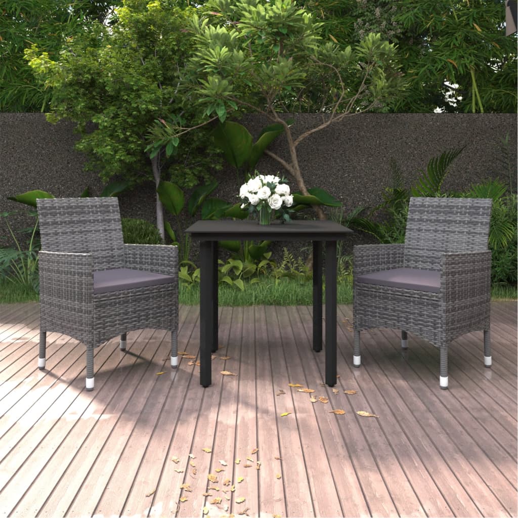 vidaXL Patio Dining Set Outdoor Table and Chair Set Poly Rattan and Glass-26