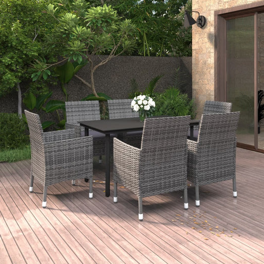 vidaXL Patio Dining Set Outdoor Table and Chair Set Poly Rattan and Glass-30
