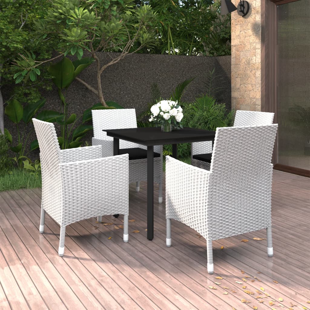 vidaXL Patio Dining Set Outdoor Table and Chair Set Poly Rattan and Glass-34