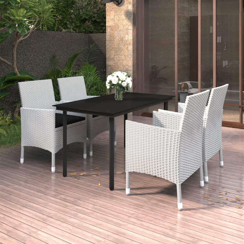 vidaXL Patio Dining Set Outdoor Table and Chair Set Poly Rattan and Glass-35