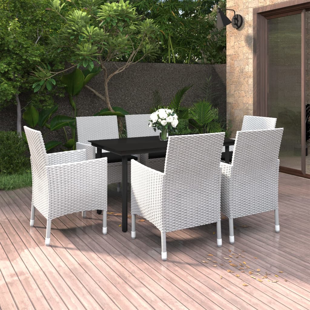 vidaXL Patio Dining Set Outdoor Table and Chair Set Poly Rattan and Glass-36