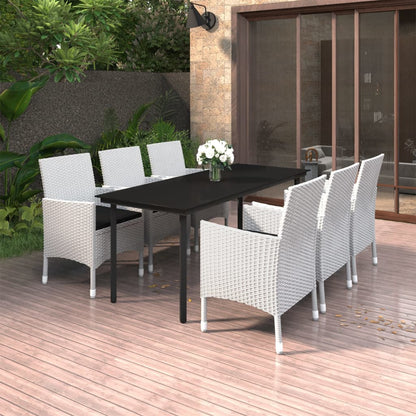vidaXL Patio Dining Set Outdoor Table and Chair Set Poly Rattan and Glass-32