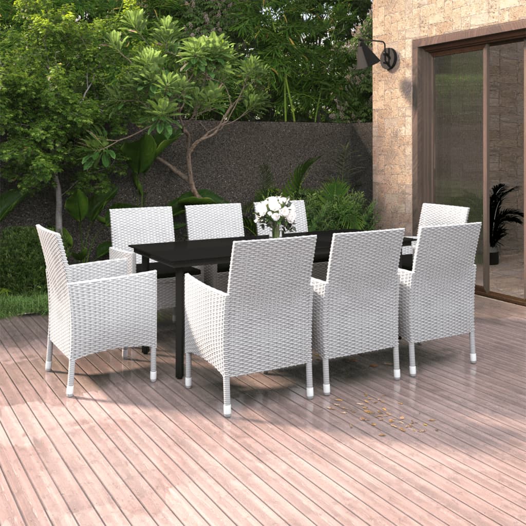 vidaXL Patio Dining Set Outdoor Table and Chair Set Poly Rattan and Glass-31
