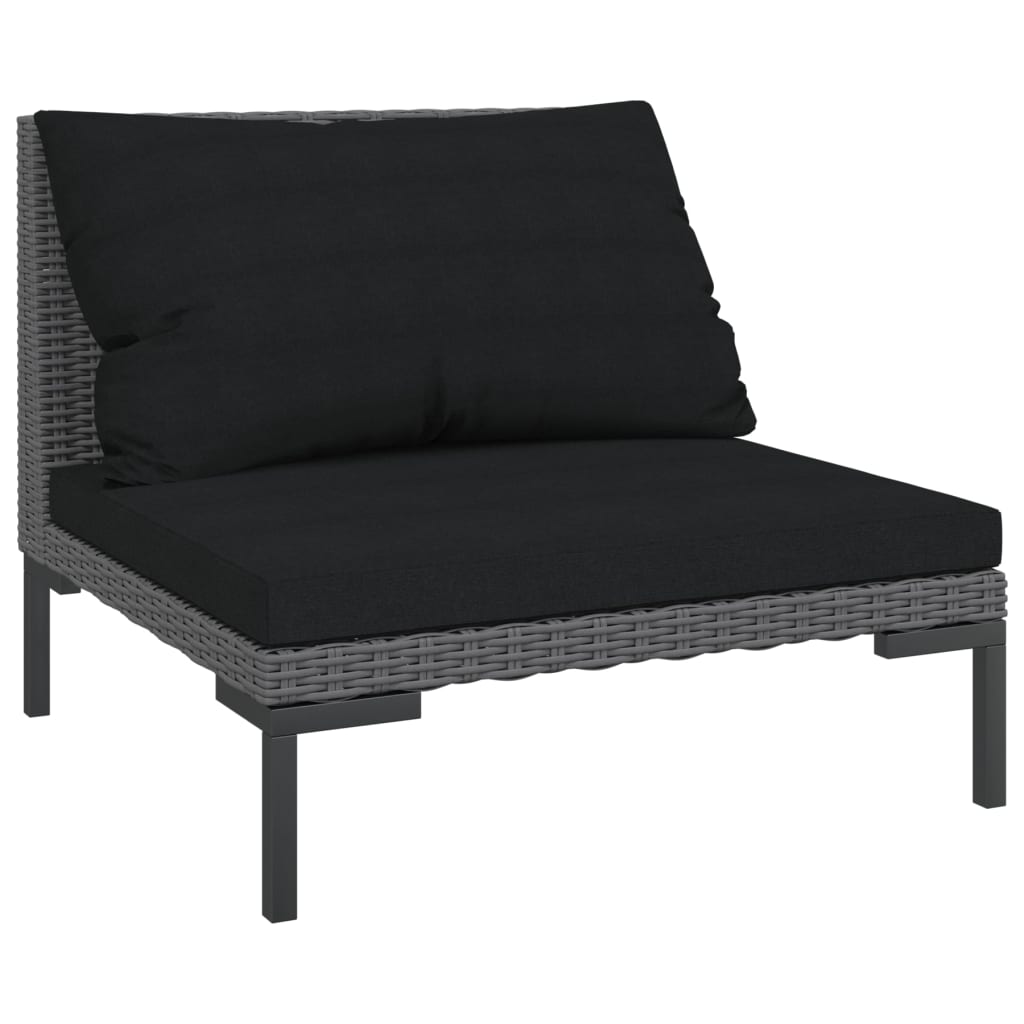 vidaXL 6 Piece Patio Lounge Set with Cushions Poly Rattan Dark Gray-1