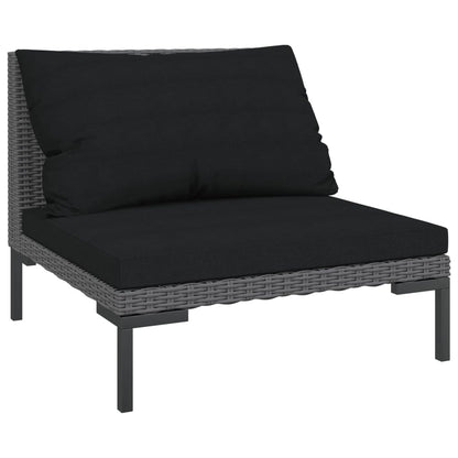 vidaXL 6 Piece Patio Lounge Set with Cushions Poly Rattan Dark Gray-1