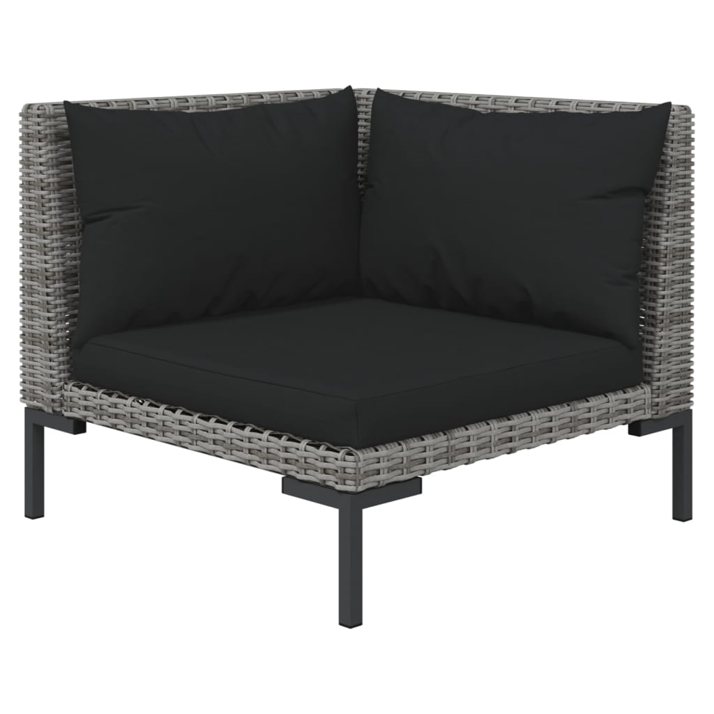 vidaXL 8 Piece Patio Lounge Set with Cushions Poly Rattan Dark Gray-3