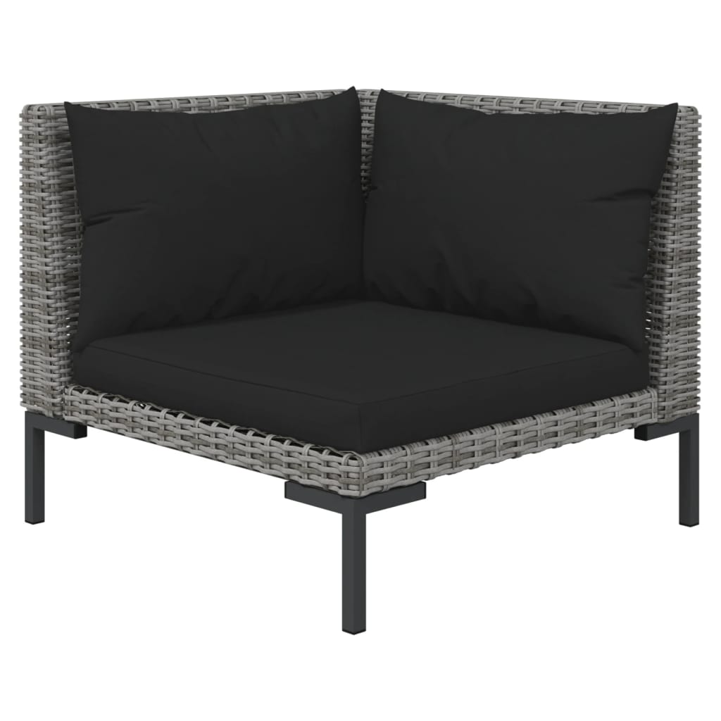 vidaXL 11 Piece Patio Lounge Set with Cushions Poly Rattan Dark Gray-3
