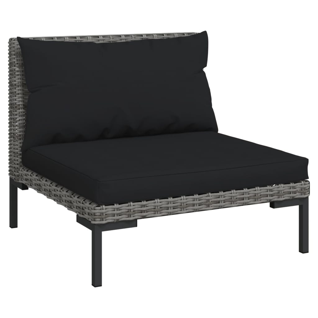 vidaXL 12 Piece Patio Lounge Set with Cushions Poly Rattan Dark Gray-1