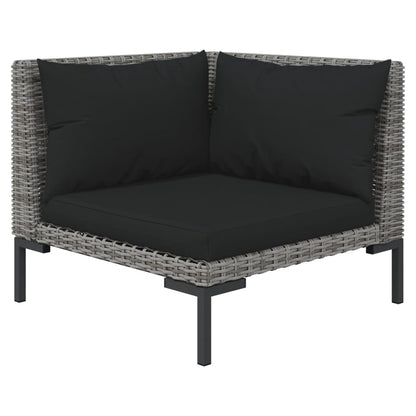 vidaXL 13 Piece Patio Lounge Set with Cushions Poly Rattan Dark Gray-3