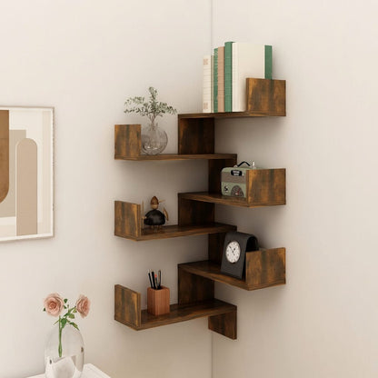 vidaXL Wall Corner Hanging Shelf Furniture for Living Room Engineered Wood-22
