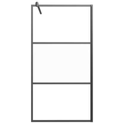 vidaXL Walk-in Shower Wall 39.4"x76.8" Half Frosted ESG Glass Black-1