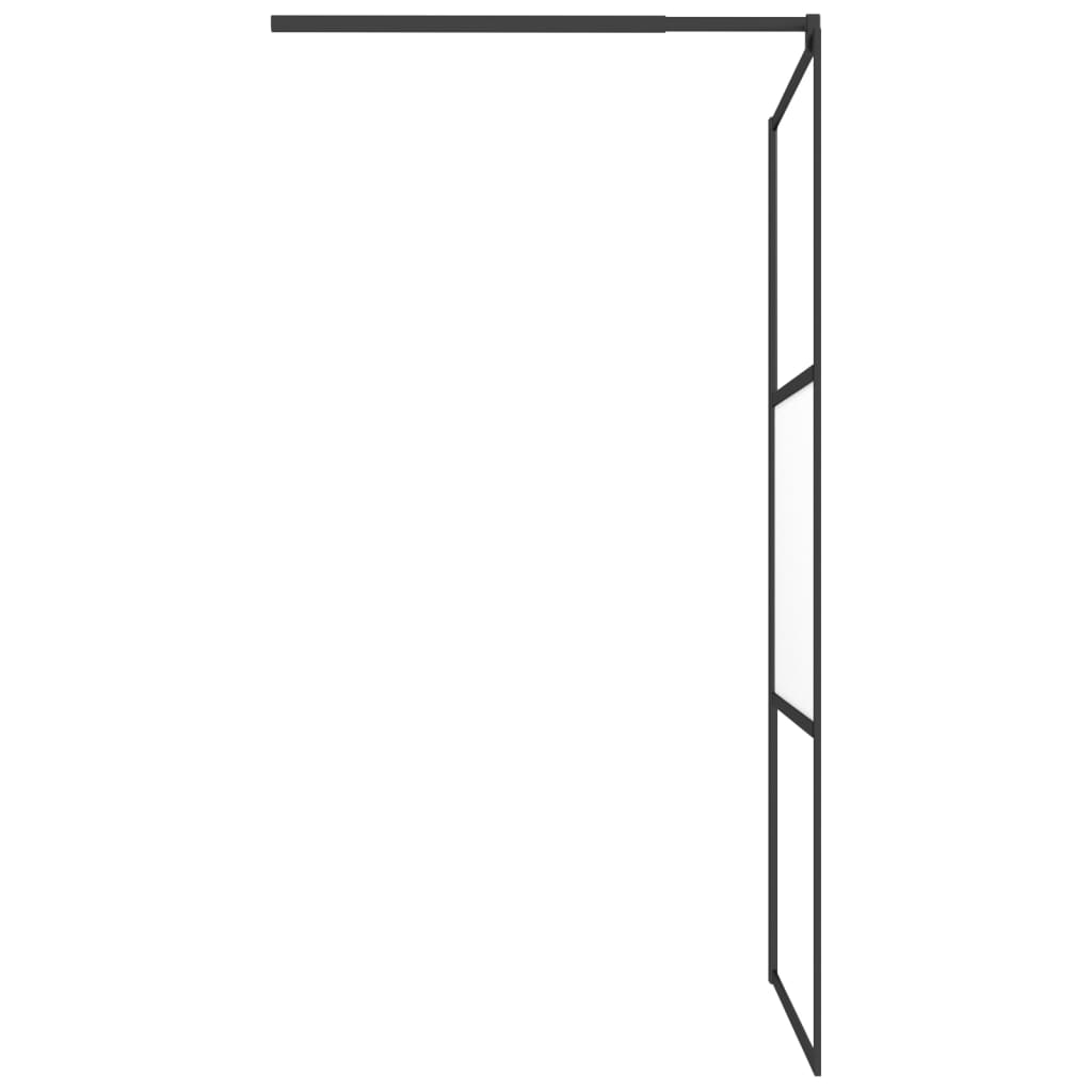 vidaXL Walk-in Shower Wall 39.4"x76.8" Half Frosted ESG Glass Black-3