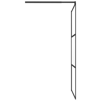 vidaXL Walk-in Shower Wall 39.4"x76.8" Half Frosted ESG Glass Black-3
