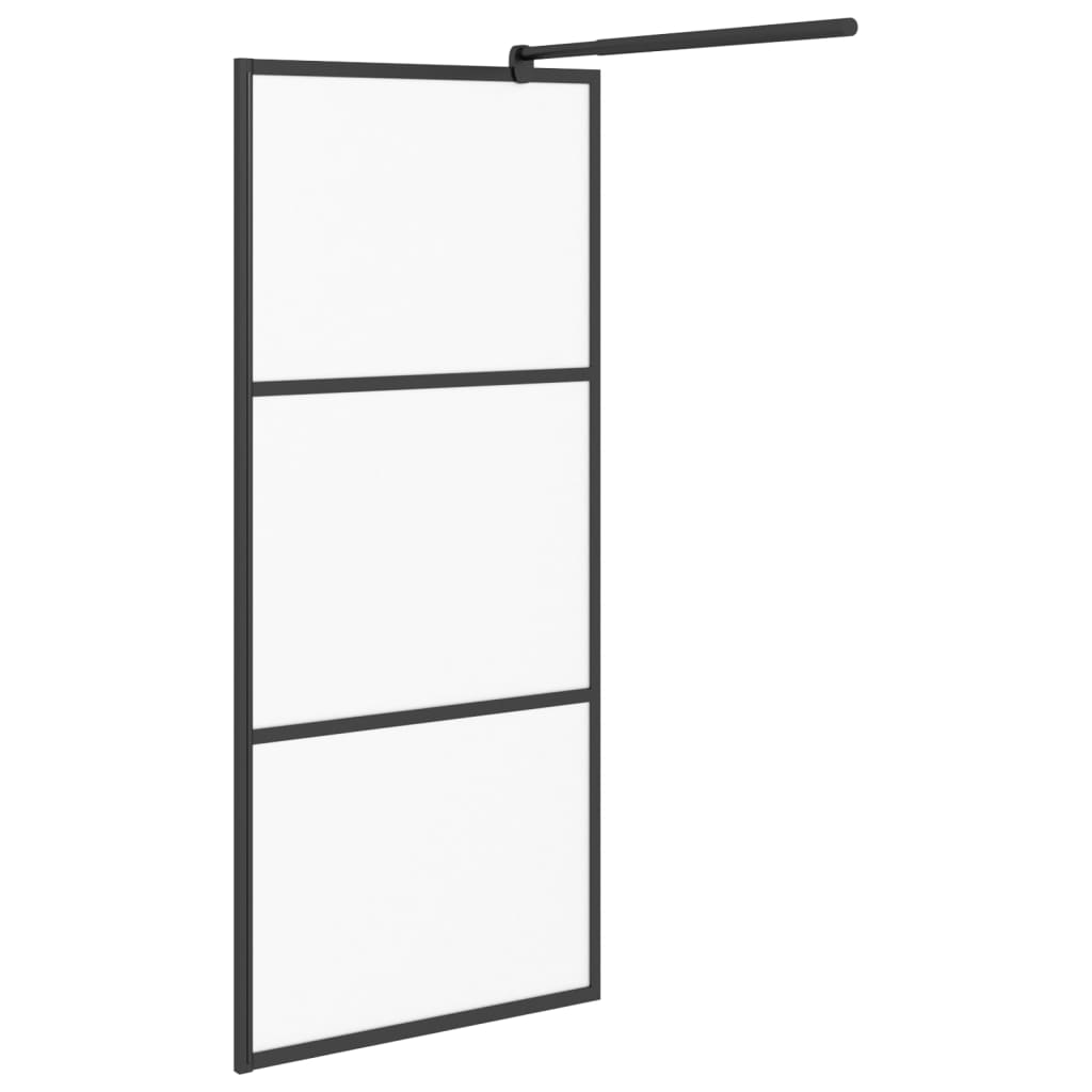 vidaXL Walk-in Shower Wall 35.4"x76.8" Frosted ESG Glass Black-2
