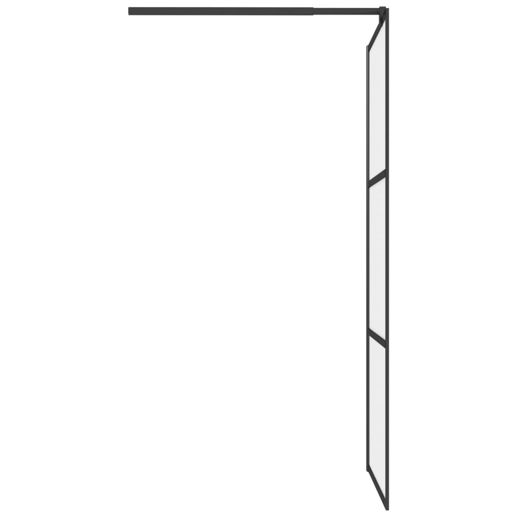 vidaXL Walk-in Shower Wall 35.4"x76.8" Frosted ESG Glass Black-3
