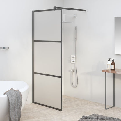 vidaXL Walk-in Shower Wall 35.4"x76.8" Frosted ESG Glass Black-0