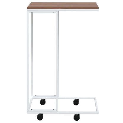vidaXL Side Table with Wheels White 15.7"x11.8"x25" Engineered Wood-1
