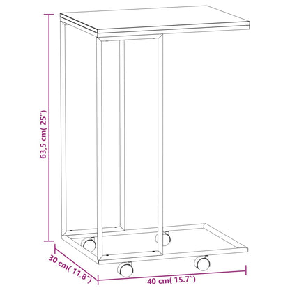 vidaXL Side Table with Wheels White 15.7"x11.8"x25" Engineered Wood-4
