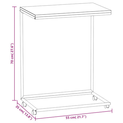 vidaXL Side Table with Wheels Black 21.7"x13.8"x27.6" Engineered Wood-1