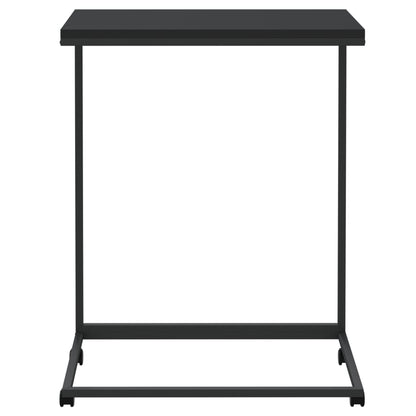 vidaXL Side Table with Wheels Black 21.7"x13.8"x27.6" Engineered Wood-1