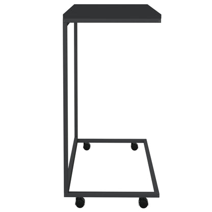 vidaXL Side Table with Wheels Black 21.7"x13.8"x27.6" Engineered Wood-2