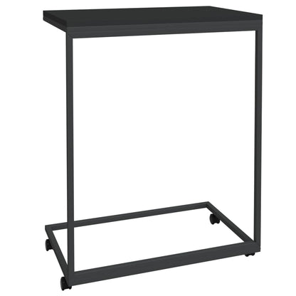vidaXL Side Table with Wheels Black 21.7"x13.8"x27.6" Engineered Wood-3