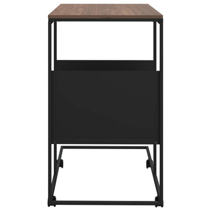 vidaXL Side Table with Wheels Black 21.7"x14.2"x25" Engineered Wood-3