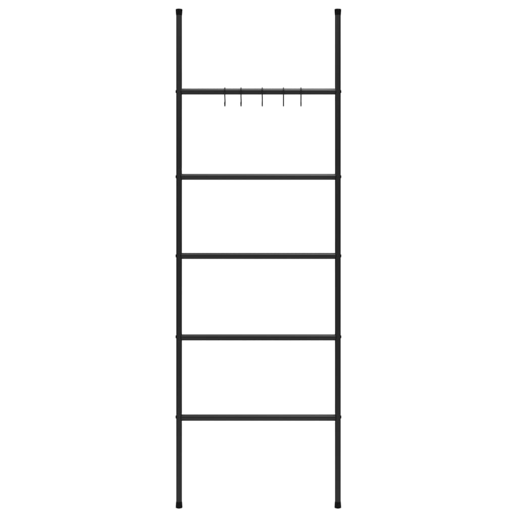vidaXL Towel Rack Ladder with 5 Tiers Black 22.8"x68.9" Iron-1