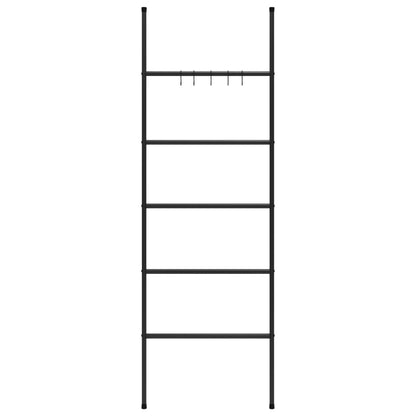 vidaXL Towel Rack Ladder with 5 Tiers Black 22.8"x68.9" Iron-1