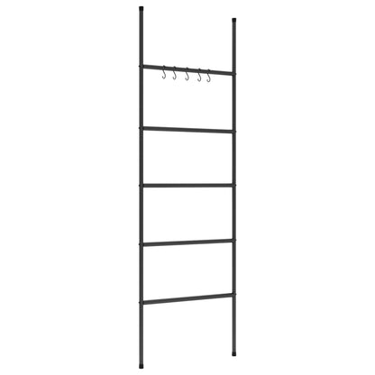 vidaXL Towel Rack Ladder with 5 Tiers Black 22.8"x68.9" Iron-2