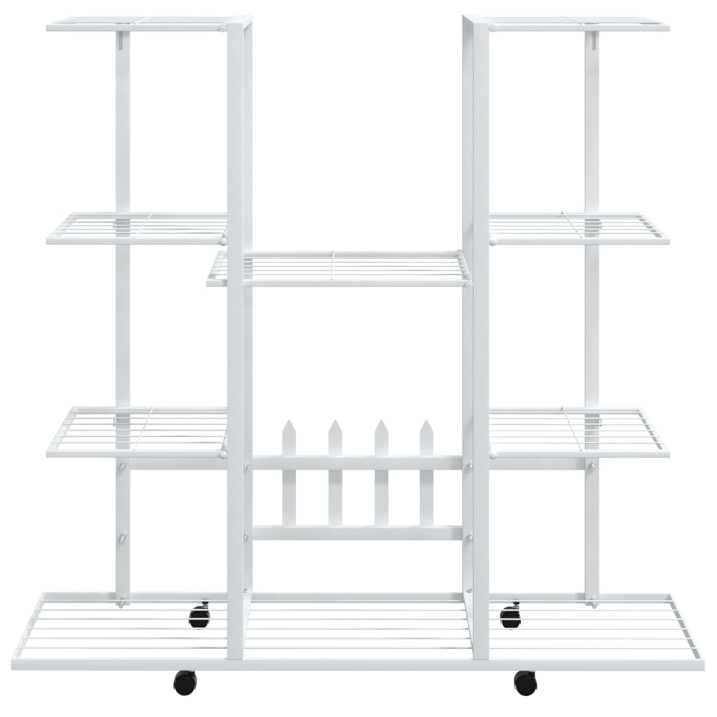 vidaXL Flower Stand with Wheels 37.2"x9.6"x36" White Iron-1