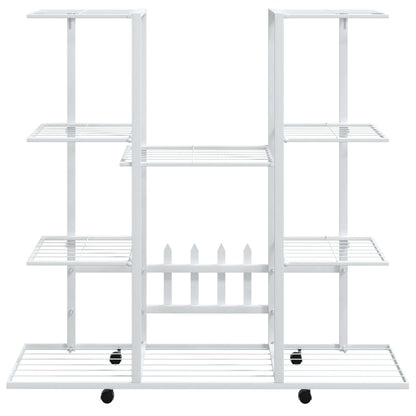 vidaXL Flower Stand with Wheels 37.2"x9.6"x36" White Iron-1