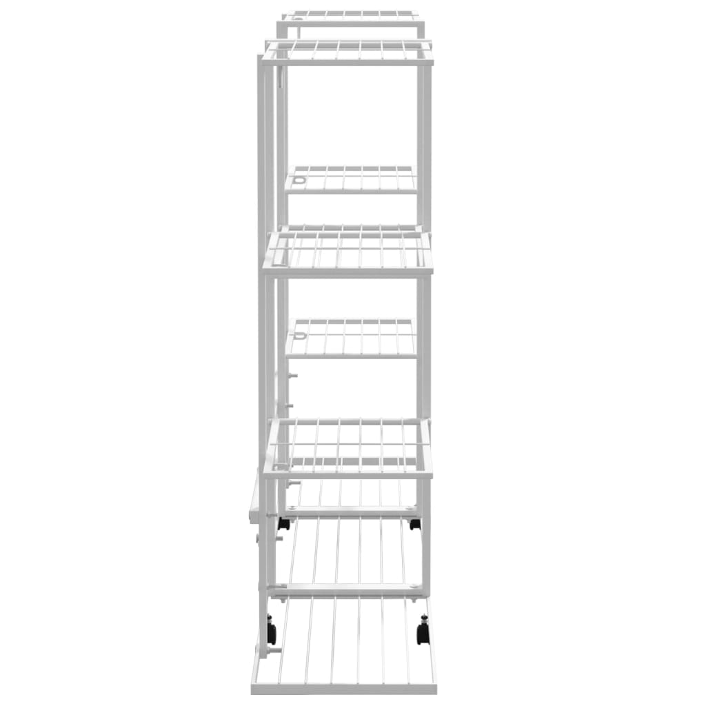 vidaXL Flower Stand with Wheels 37.2"x9.6"x36" White Iron-2