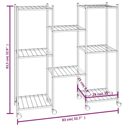 vidaXL Flower Stand with Wheels 32.7"x9.8"x32.9" Black Iron-4