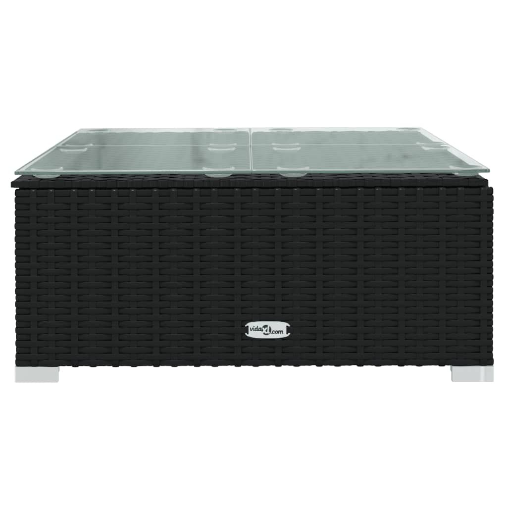 vidaXL 5 Piece Patio Lounge Set with Cushions Poly Rattan Black-4