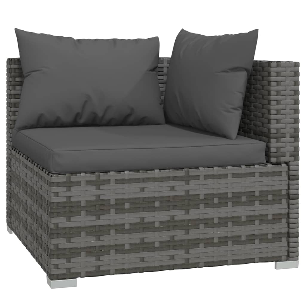 vidaXL 5 Piece Garden Lounge Set with Cushions Poly Rattan Gray-2