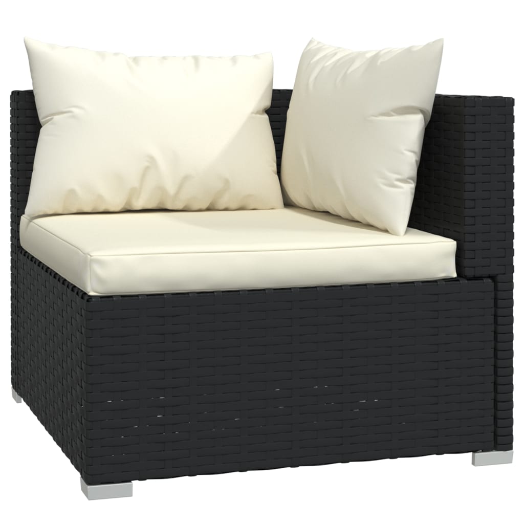 vidaXL 5 Piece Garden Lounge Set with Cushions Poly Rattan Black-2
