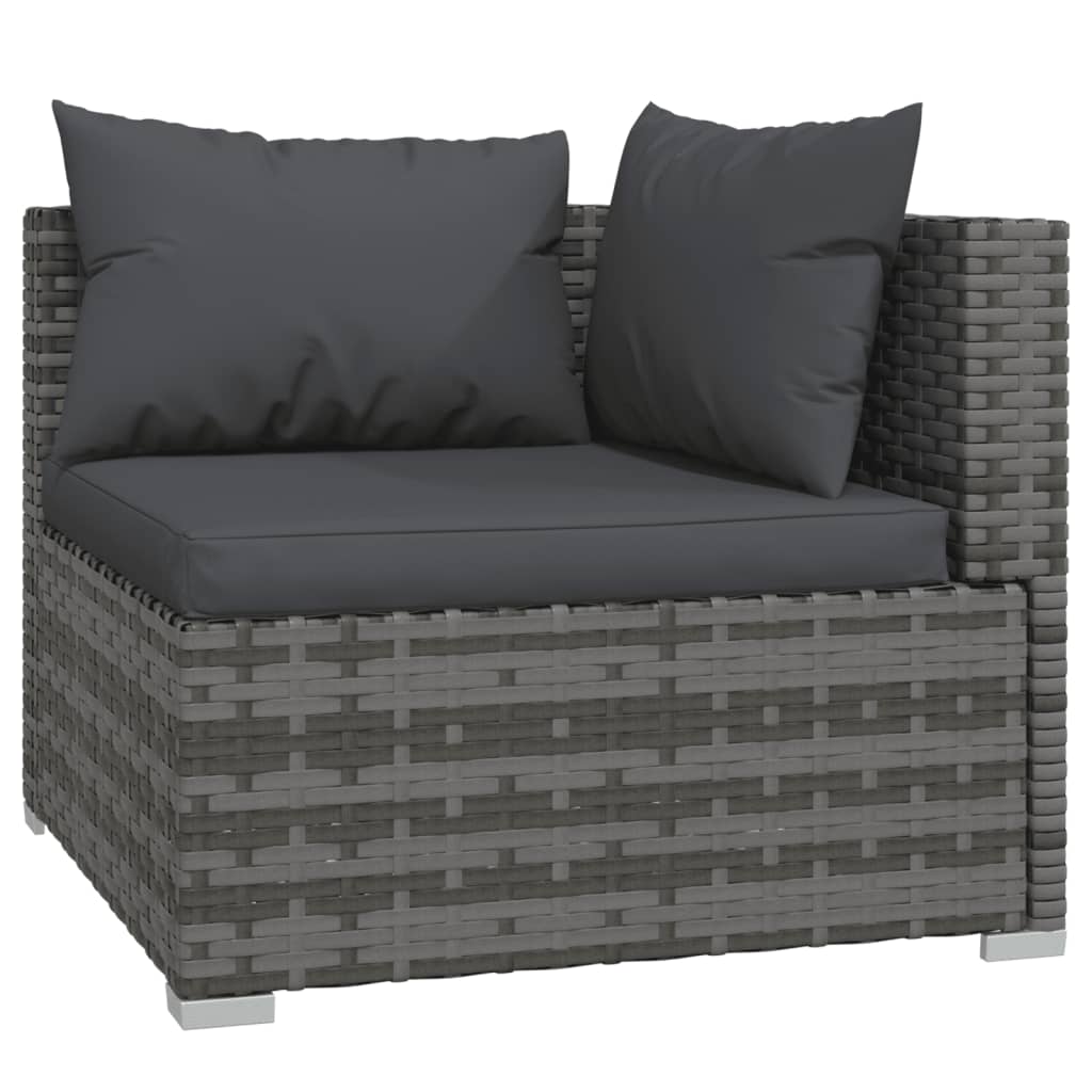 vidaXL 6 Piece Patio Lounge Set with Cushions Poly Rattan Gray-2