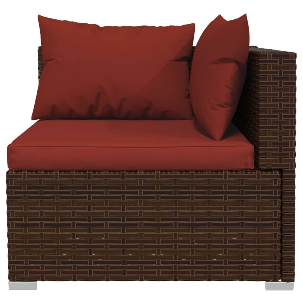 vidaXL 12 Piece Patio Lounge Set with Cushions Brown Poly Rattan-4