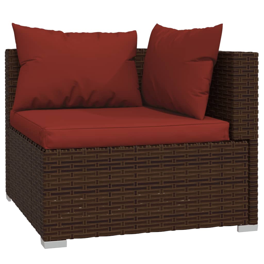 vidaXL 8 Piece Patio Lounge Set with Cushions Poly Rattan Brown-1