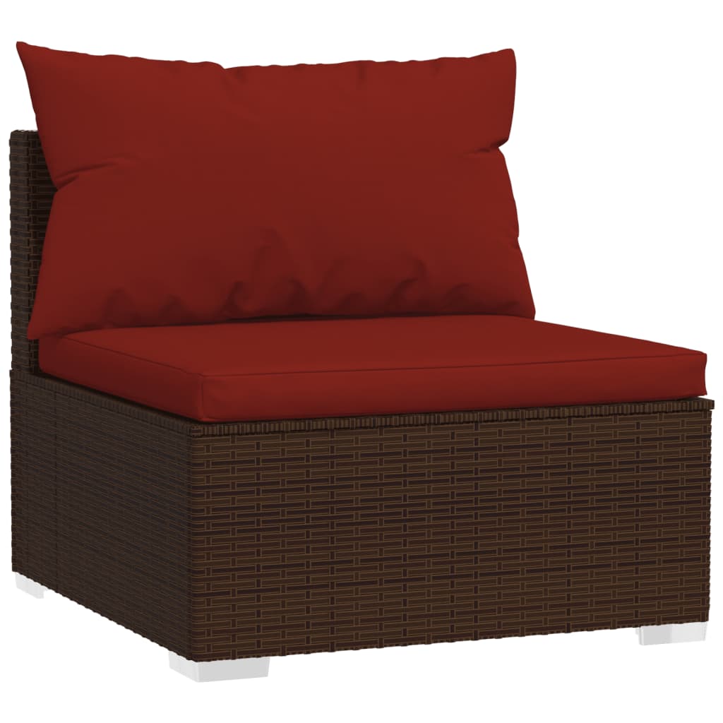 vidaXL 8 Piece Patio Lounge Set with Cushions Poly Rattan Brown-3
