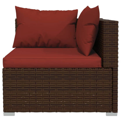 vidaXL 6 Piece Patio Lounge Set with Cushions Poly Rattan Brown-3