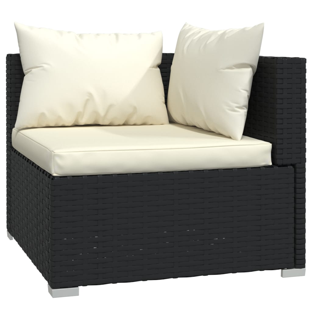 vidaXL 6 Piece Patio Lounge Set with Cushions Poly Rattan Black-1