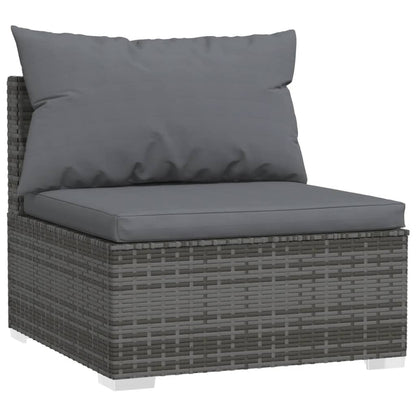 vidaXL 7 Piece Patio Lounge Set with Cushions Poly Rattan Gray-3