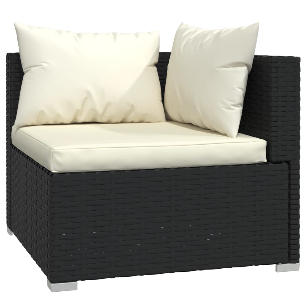 vidaXL 11 Piece Garden Lounge Set with Cushions Poly Rattan Black-1