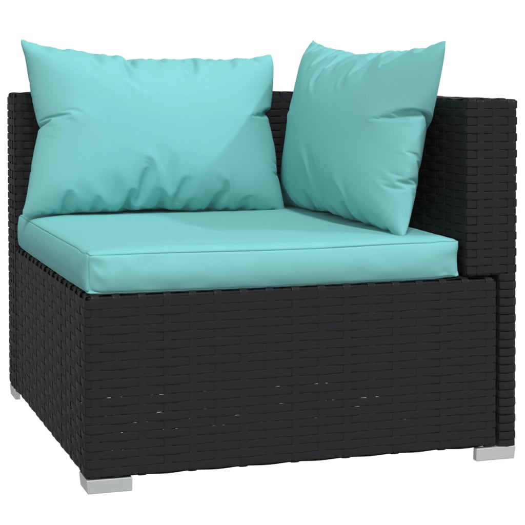 vidaXL 11 Piece Patio Lounge Set with Cushions Poly Rattan Black-1